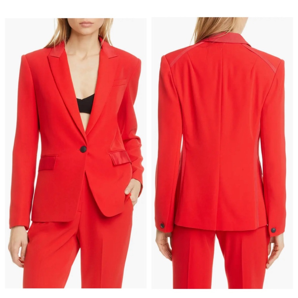 Rag & Bone Rylie Grosgrain Trim Blazer Red Size 12